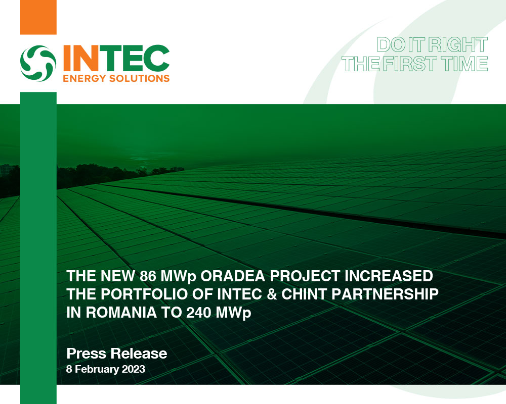 The New 86 MWp Oradea Project Increased The Portfolio of INTEC & CHINT Partnership in Romania to 240 MWp