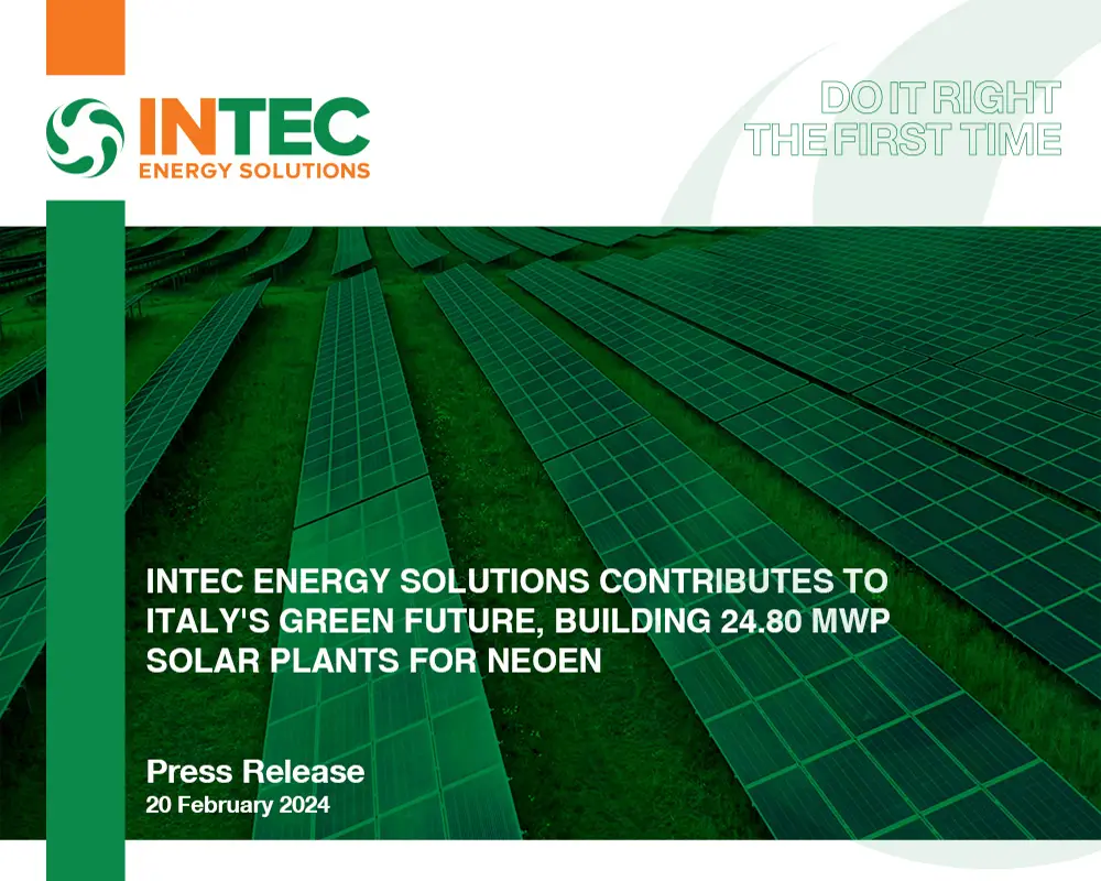 INTEC Energy Solutions contributes to Italy’s Green Future, building 24.8 MWp Solar Plants for Neoen