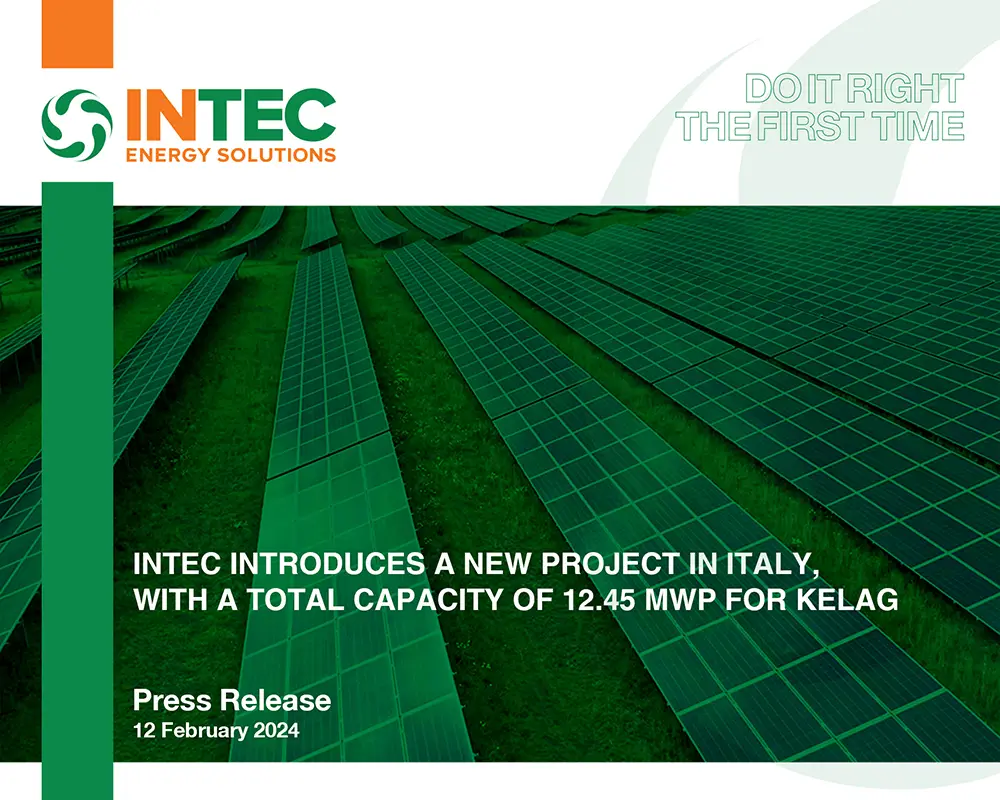 INTEC Introduces a New Project in Italy, with a Total Capacity of 12.45 MWp for KELAG